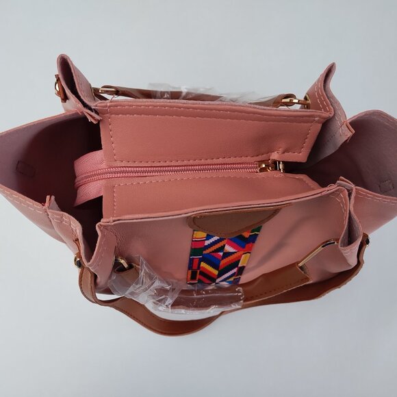 Women’s Purse Set – Pink Tote Bag, Pouch & Wallet – Everyday Casual Shoulder Bag - Picture 2 of 9